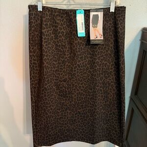 NWT Liverpool “Bia” Knit Brown Leopard Pencil Skirt Size 10